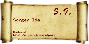 Sorger Ida névjegykártya